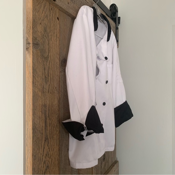 Men’s M KNG Executive Chef Coat Black Contrast Double Breasted Mandarin Collar - Picture 9 of 16